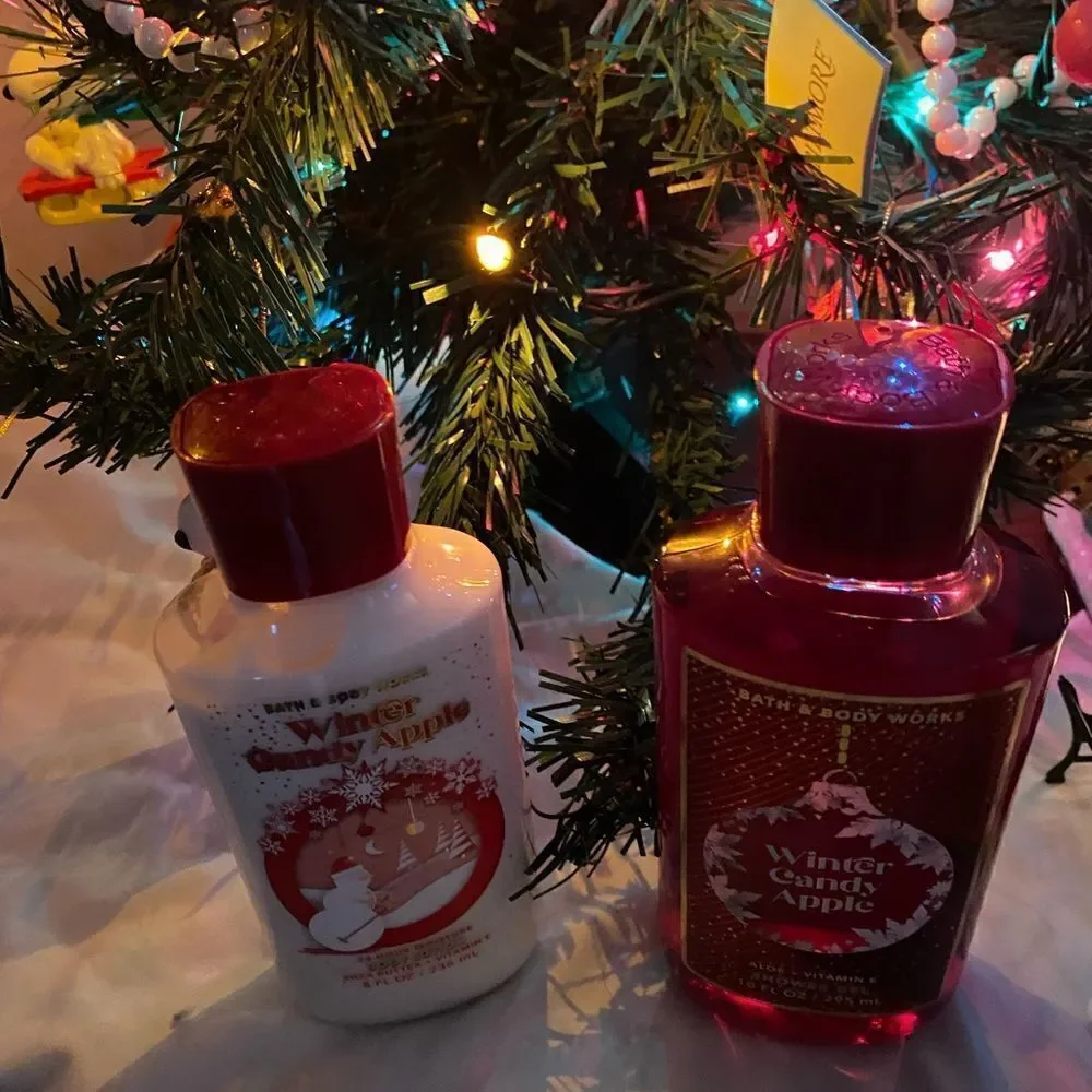 Christmas Winter Candy Apple Set Bath & Body Works Shower Gel & Body Lot…